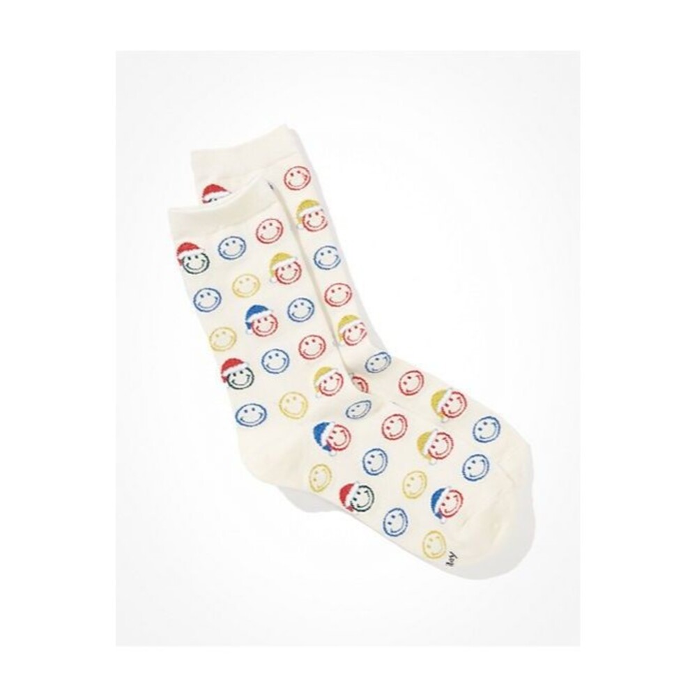 American Eagle Women's Christmas "Smiley Faces" Crew Socks